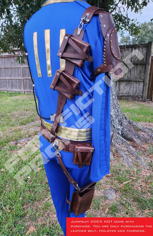 Fallout Inspired Leather Belt And Holster Set With Optional Harness