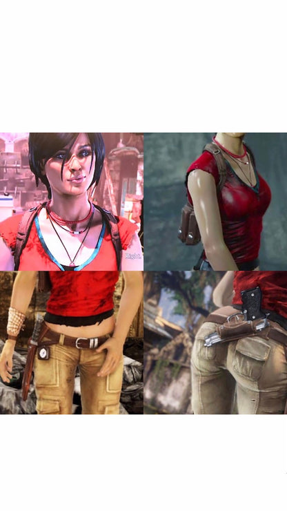 Uncharted Chloe Frazer Inspired Gun Holster W/ammo Harness and Knife Sheath